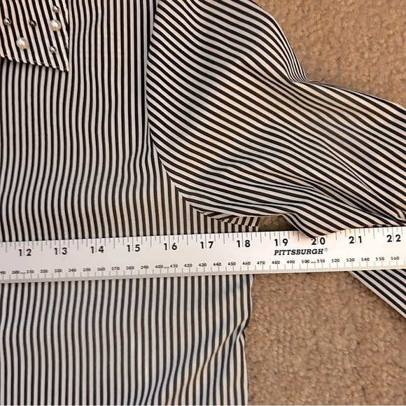 Calvin Klein Black and White Striped Long Sleeve Button Down Shirt - Picture 8 of 9